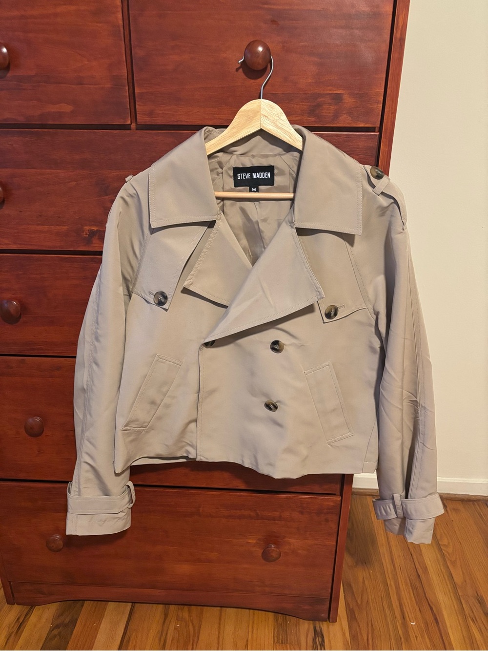 Steve Madden Short Taupe Trench Jacket